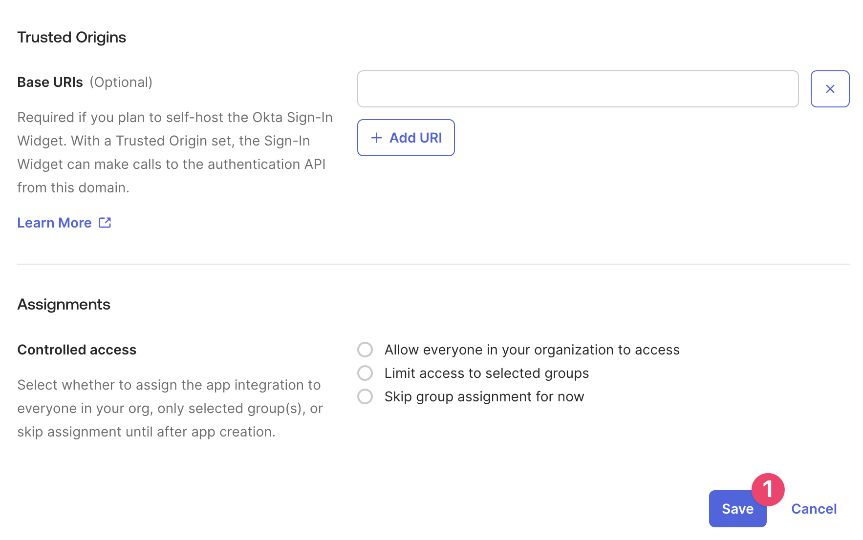A screenshot indicating the visual position of the save button.