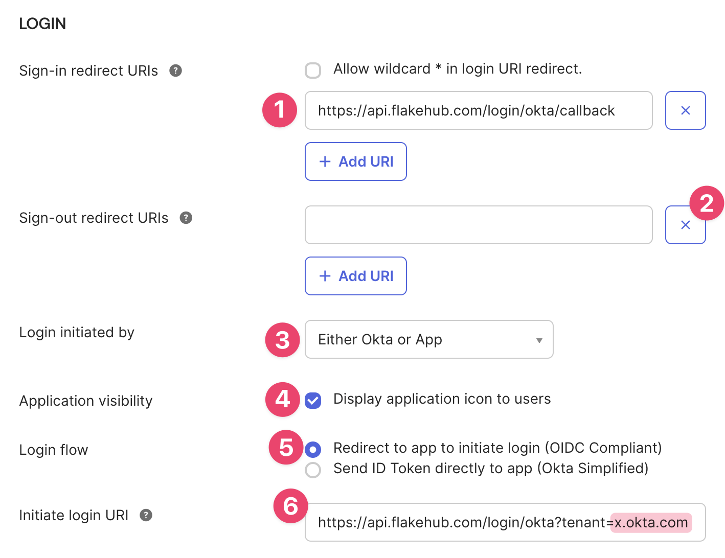 A screenshot indicating the visual position of each setting that needs updating.